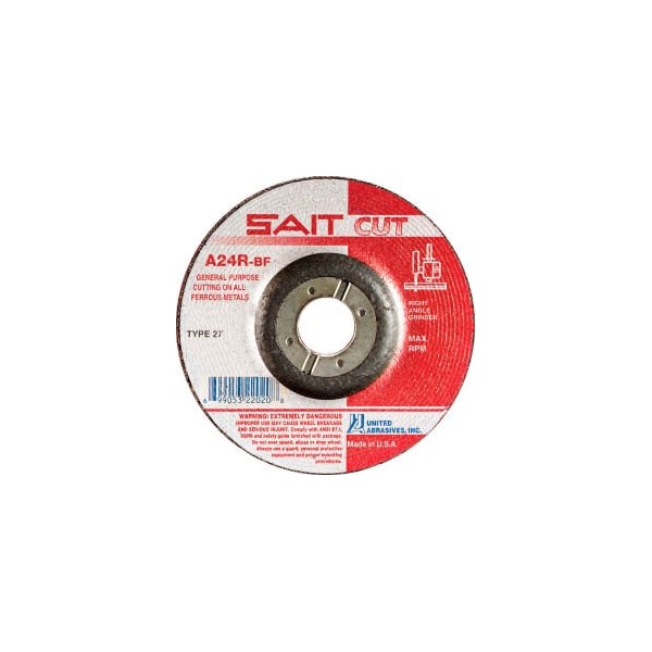 United Abrasives/Sait United Abrasives - Sait Depressed Center Wheel T27 A24R 6"x 1/8" x 7/8" 24 Grit Aluminum Oxide 22045 - main
